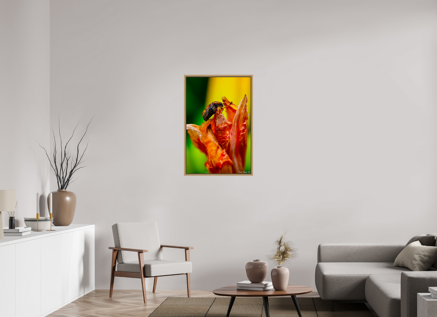 24 x 36″, Floater Frame Natural Oak Perched Grave