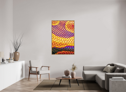 36 x 54″, Floater Frame Natural Oak Python’s Iridescence