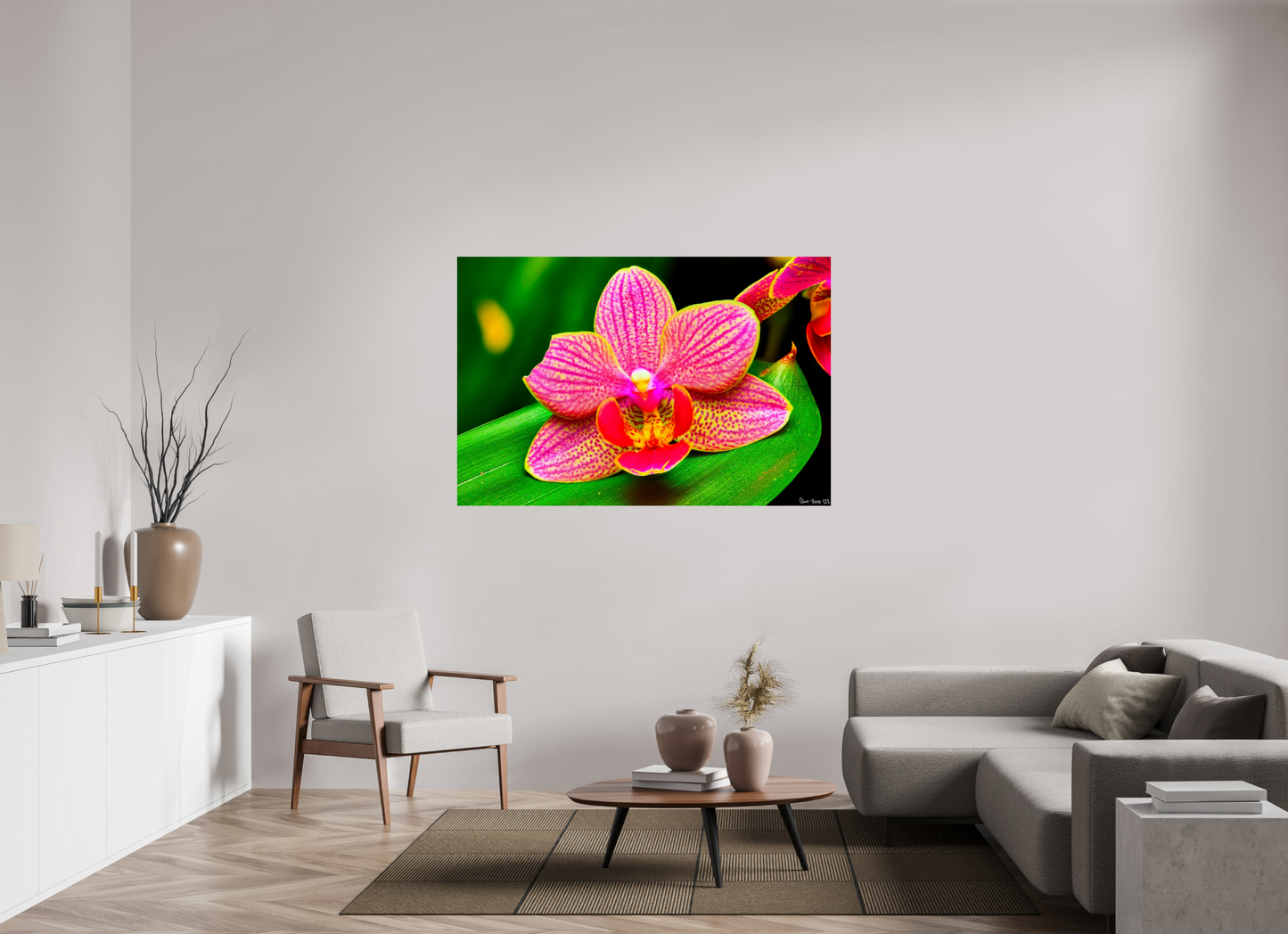 60 x 40″, Glossy Metal Vigorous Orchid