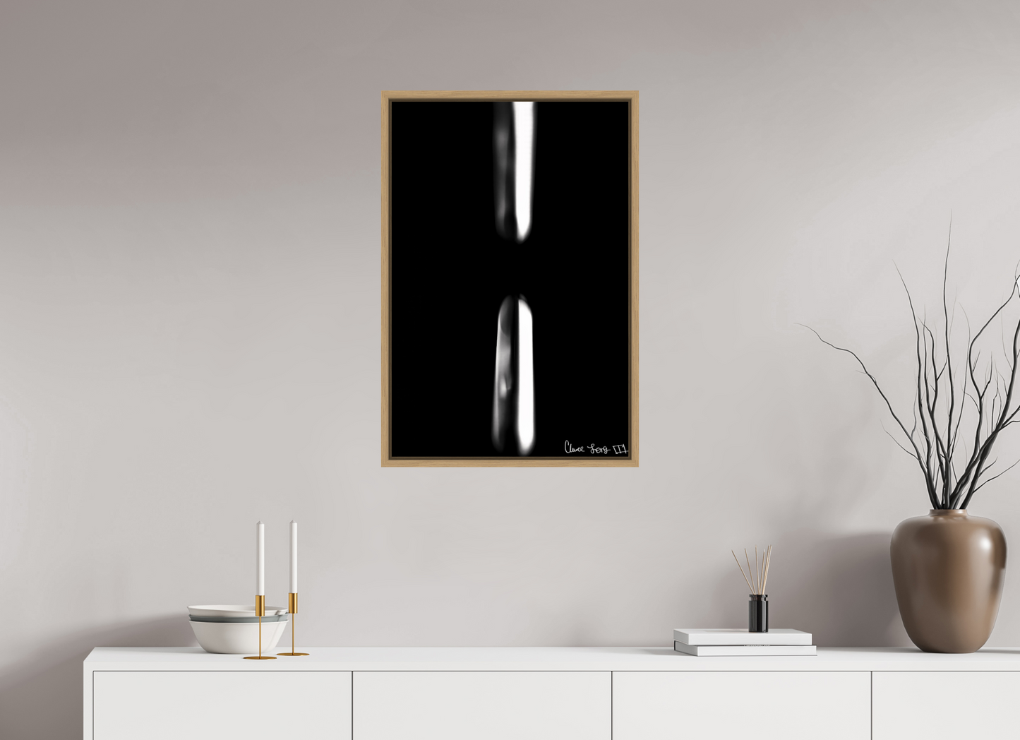 20 x 30″, Floater Frame Natural Oak Free Fall