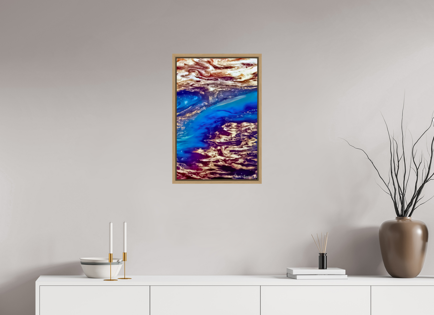 16 x 24″, Floater Frame Natural Oak Stratospheric View