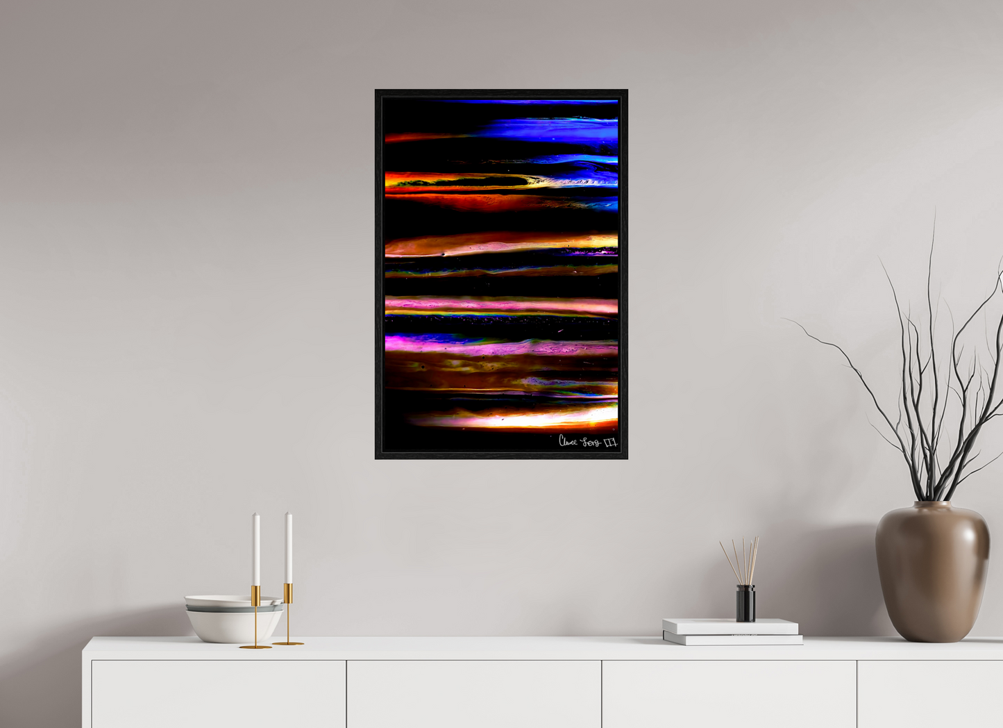 20 x 30″, Floater Frame Black Oak Jupiter’s Storm