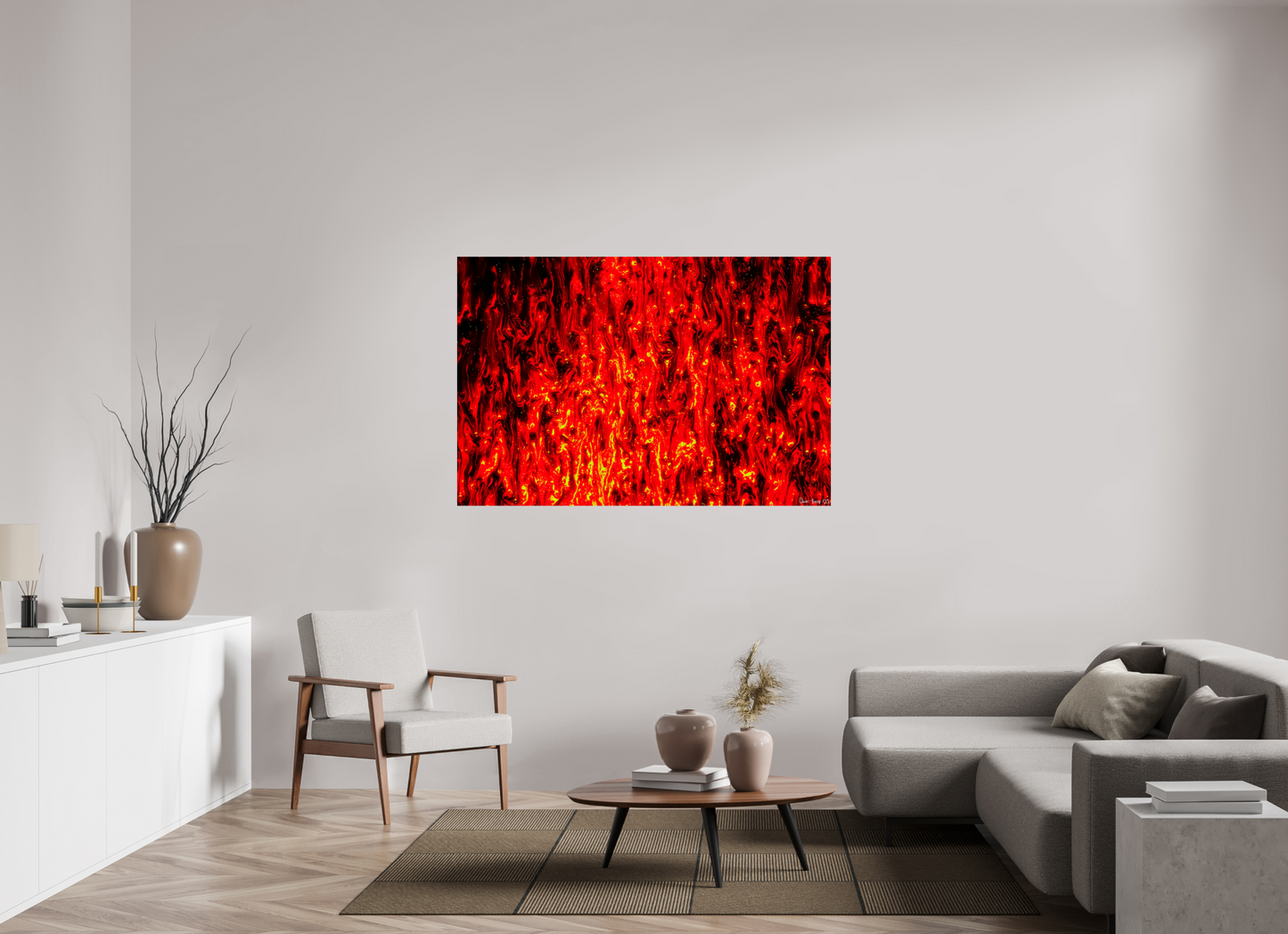 60 x 40″, Glossy Metal Inferno