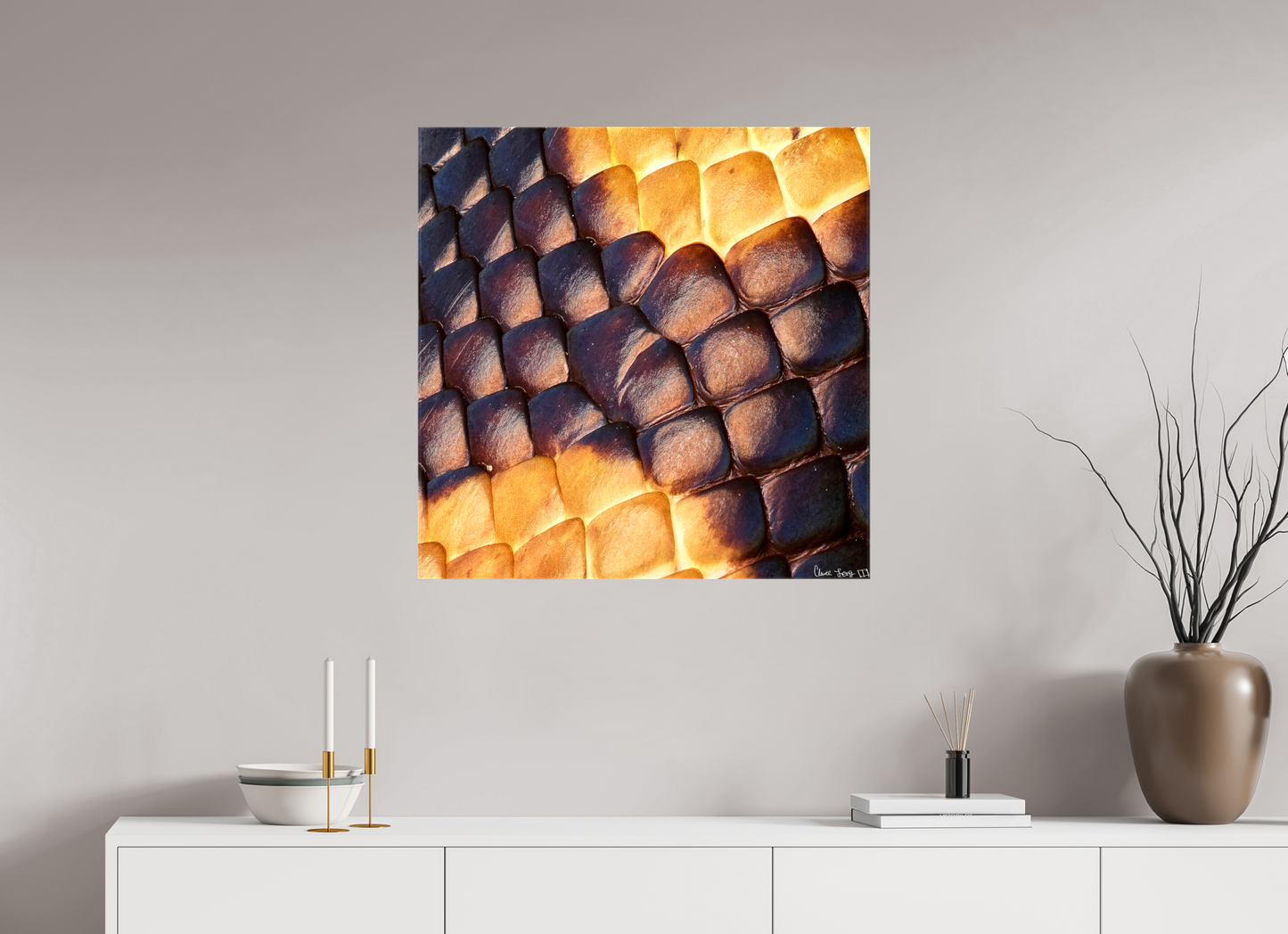 30 x 30″, Glossy Canvas Python’s Glow