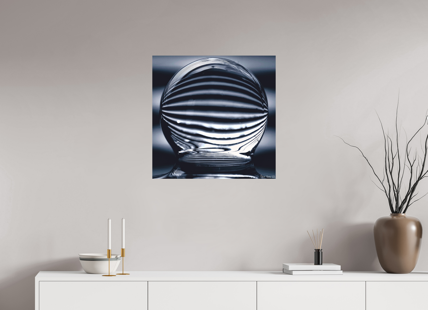 25 x 25″, Matte Metal Orb of Light