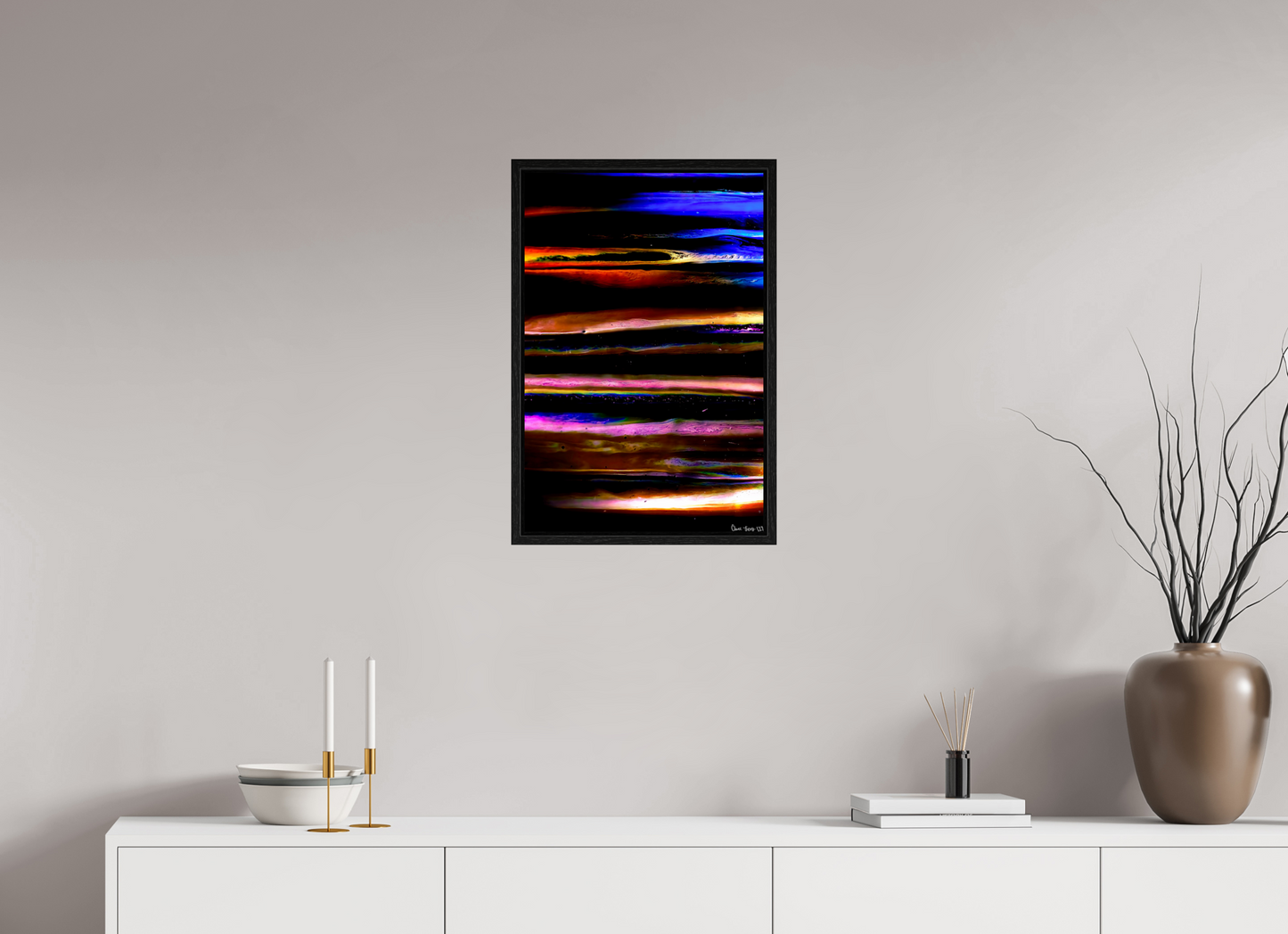 16 x 24″, Floater Frame Black Oak Jupiter’s Storm