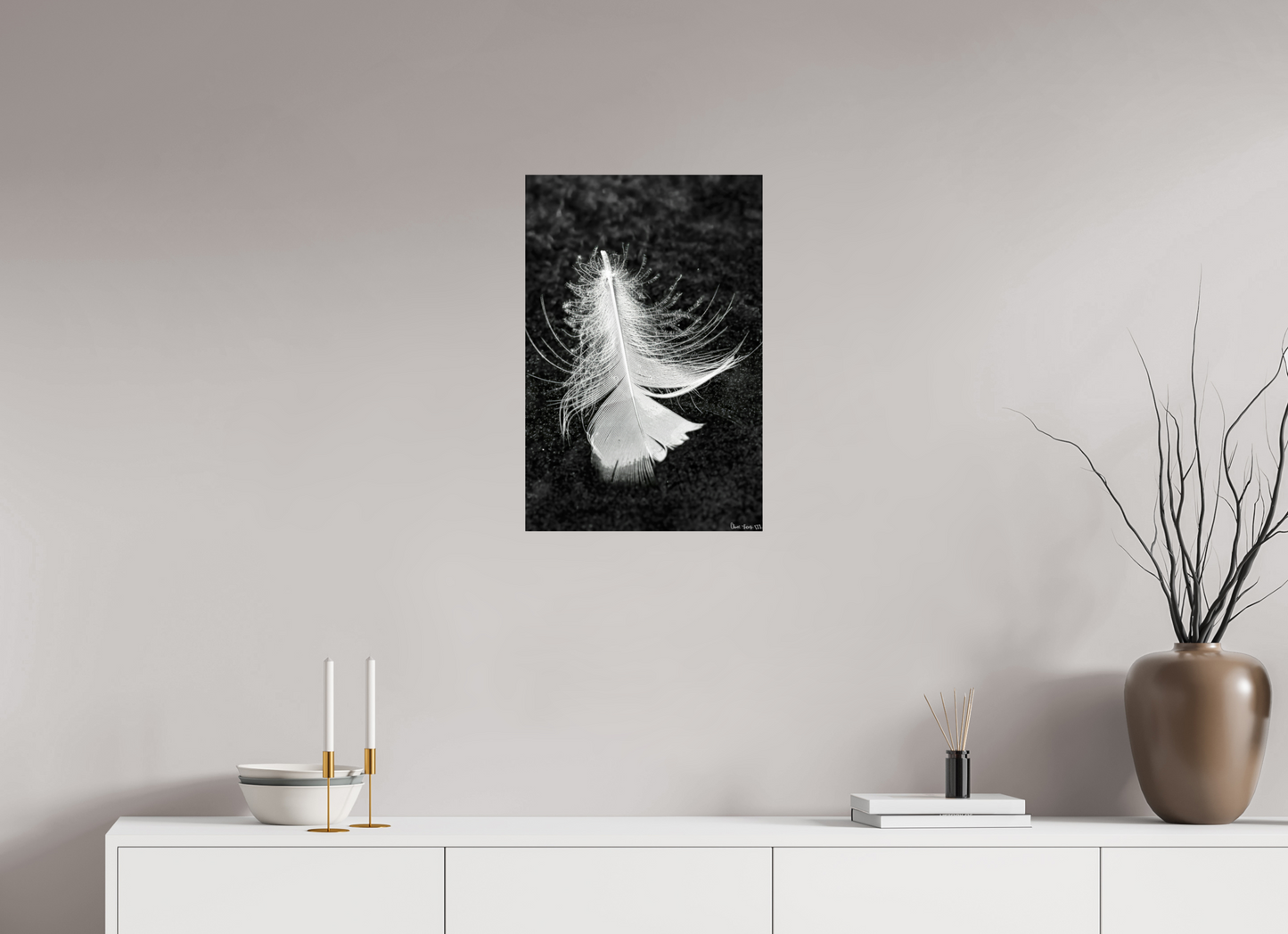 16 x 24″, Glossy Metal Feather On Ice