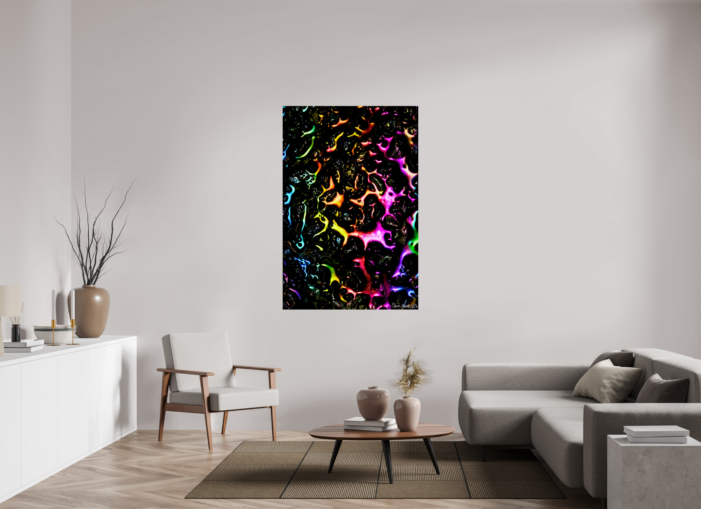 40 x 60″, Glossy Metal Petroleum Rainbow