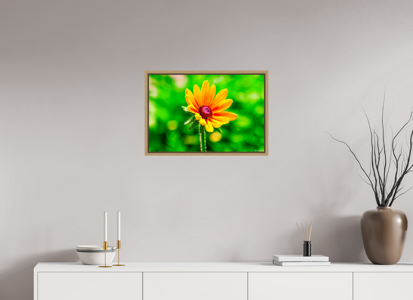 24 x 16″, Floater Frame Natural Oak Stillness in the Blur