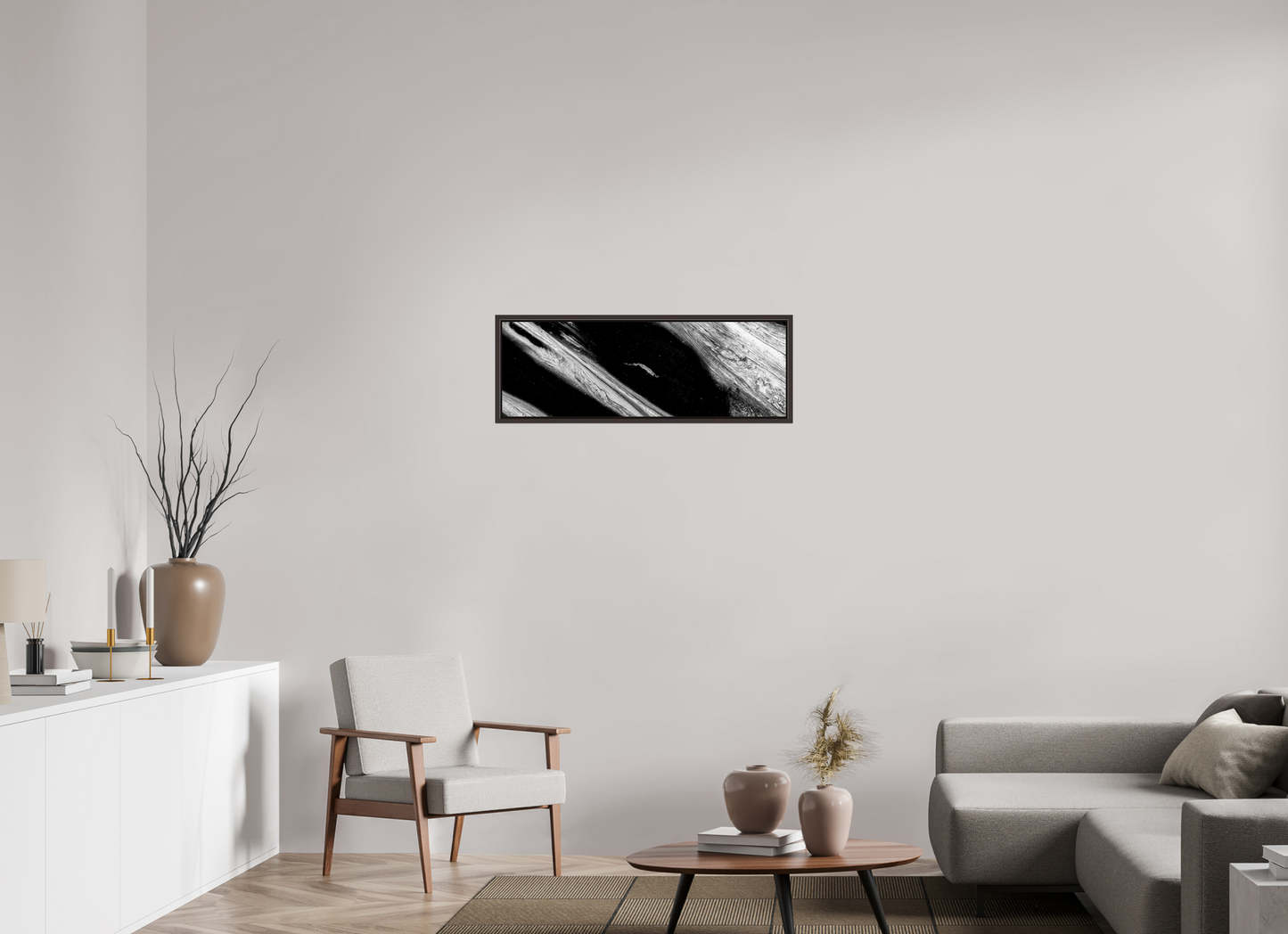 36 x 12″, Floater Frame Alder Brown Fractured