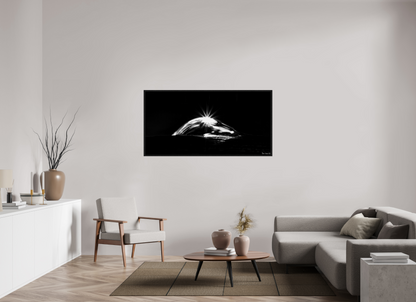 62 x 31″, Floater Frame Black Oak Starry Mountain