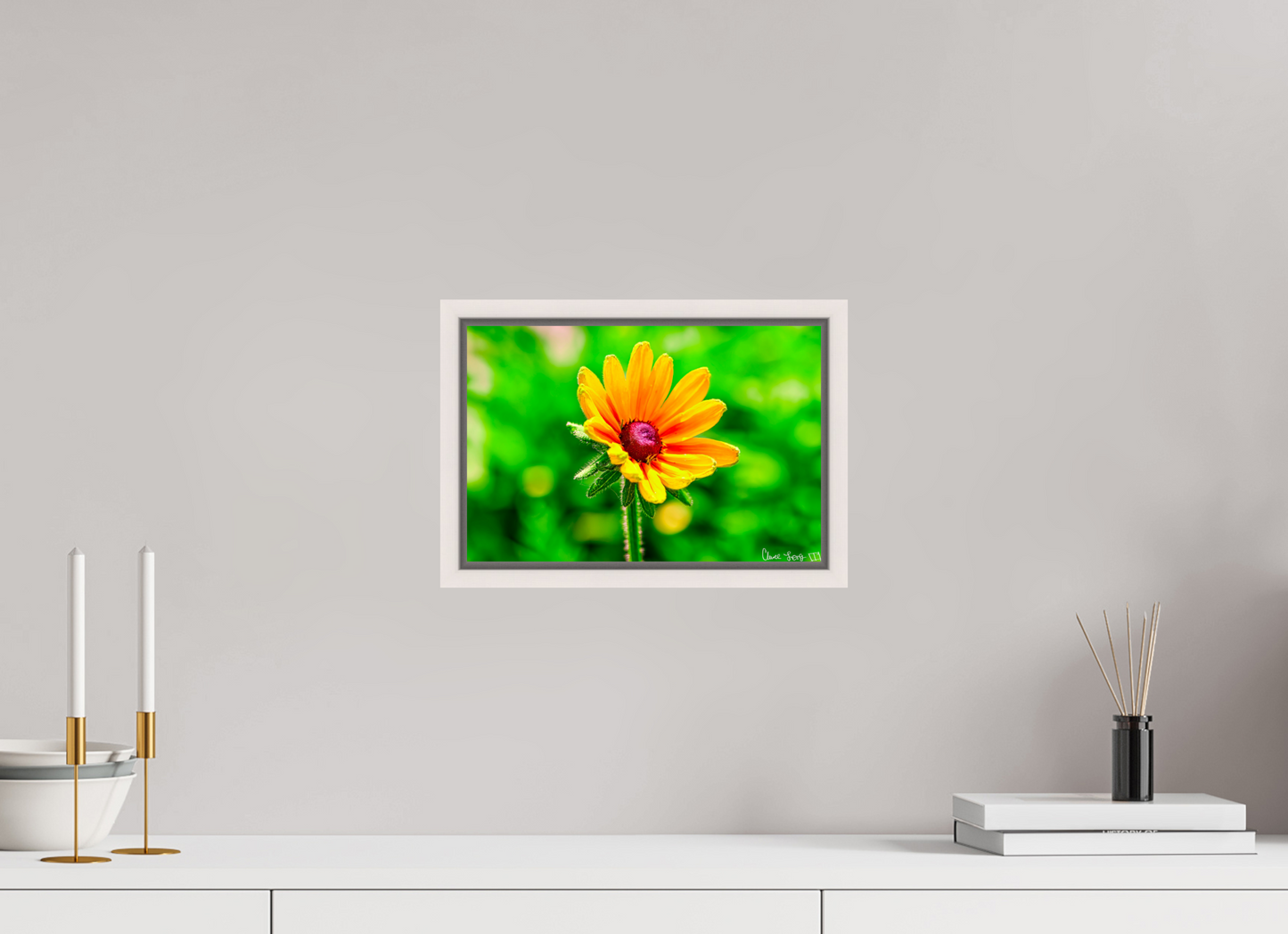 12 x 8″, Floater Frame Maple White Stillness in the Blur