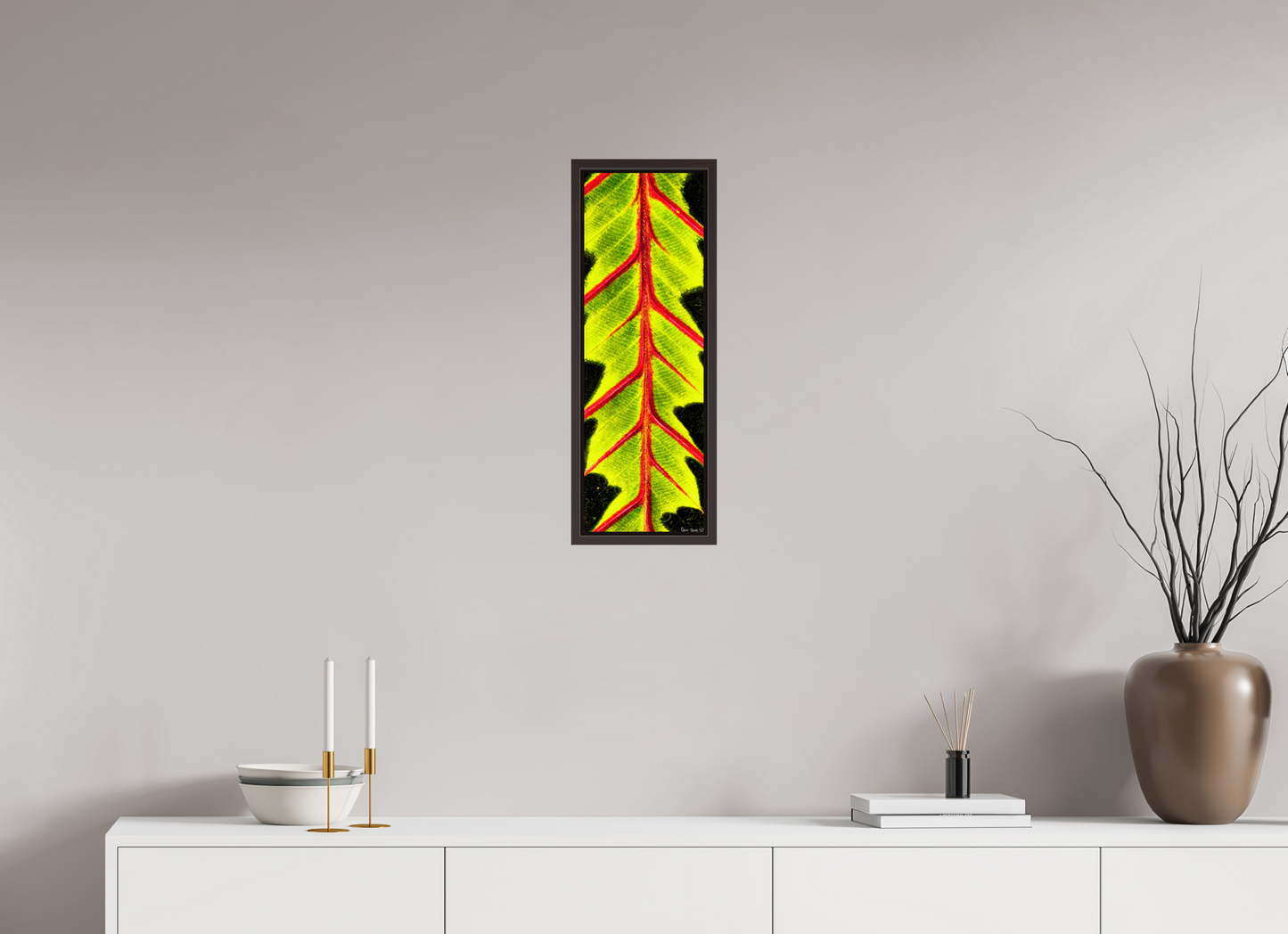 8 x 24″, Floater Frame Alder Brown Highlighted Maranta