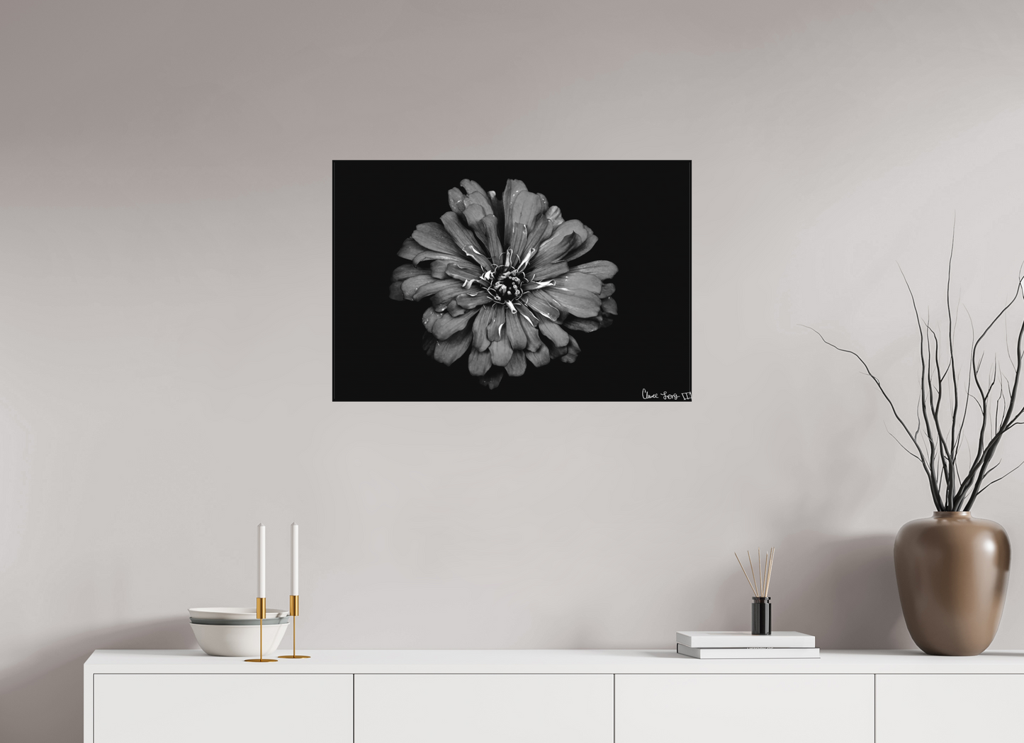 30 x 20″, Matte Canvas Carbon Zinnia