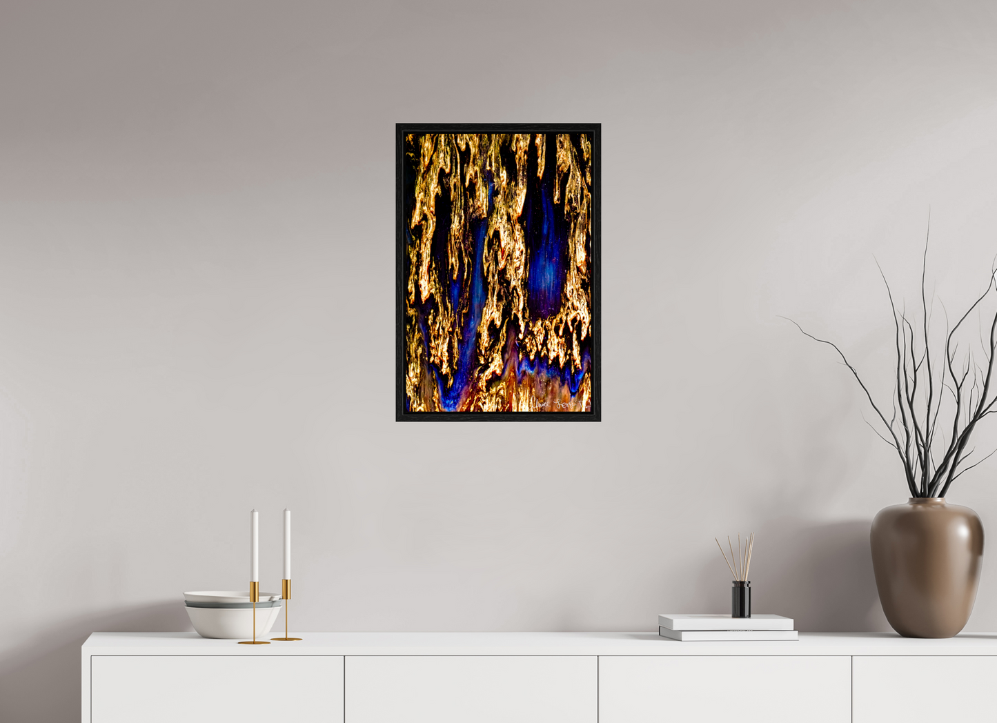 16 x 24″, Floater Frame Black Oak Gilded Torrent