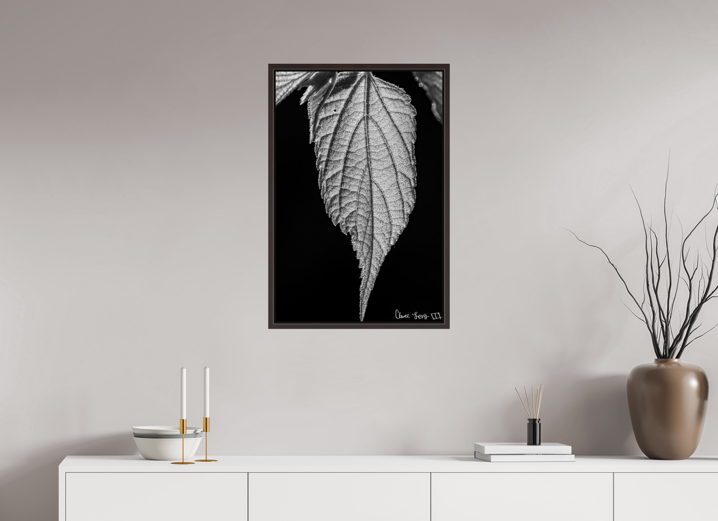 20 x 30″, Floater Frame Alder Brown Reticulate Venation
