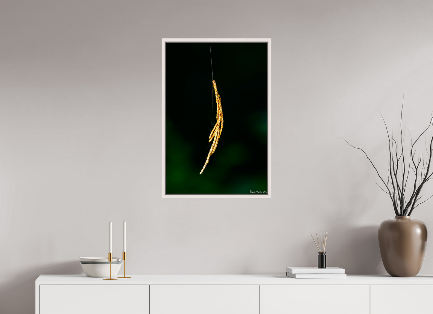 20 x 30″, Floater Frame Maple White Nature’s Tether