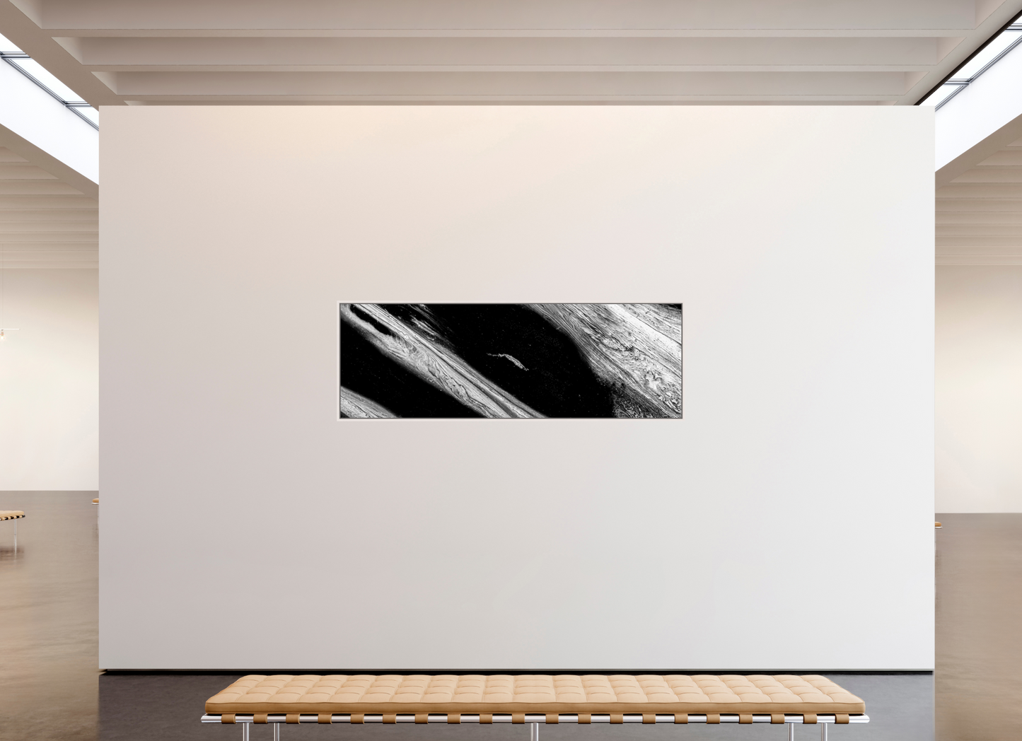 84 x 28″, Floater Frame Maple White Fractured