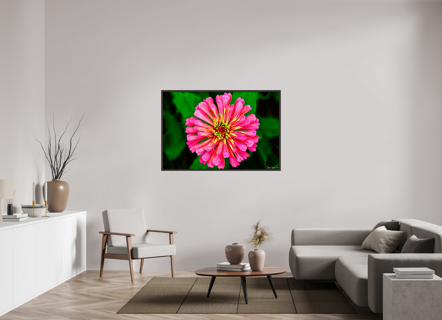 54 x 36″, Floater Frame Alder Brown Peach Summer