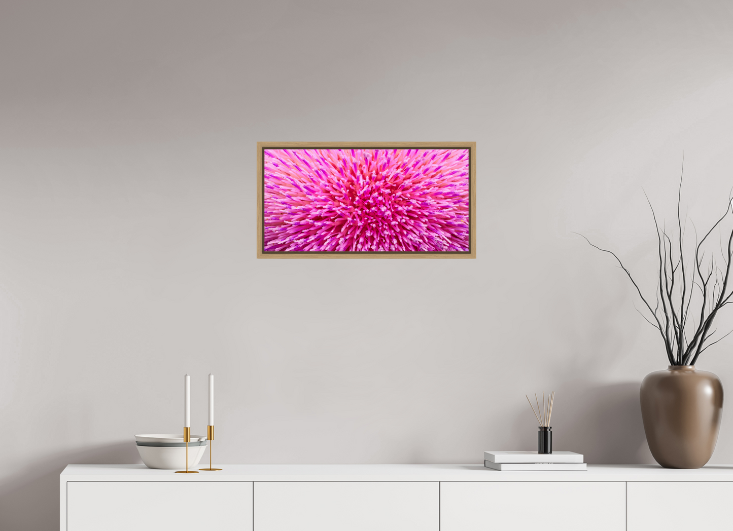 24 x 12″, Floater Frame Natural Oak Thistle Sea