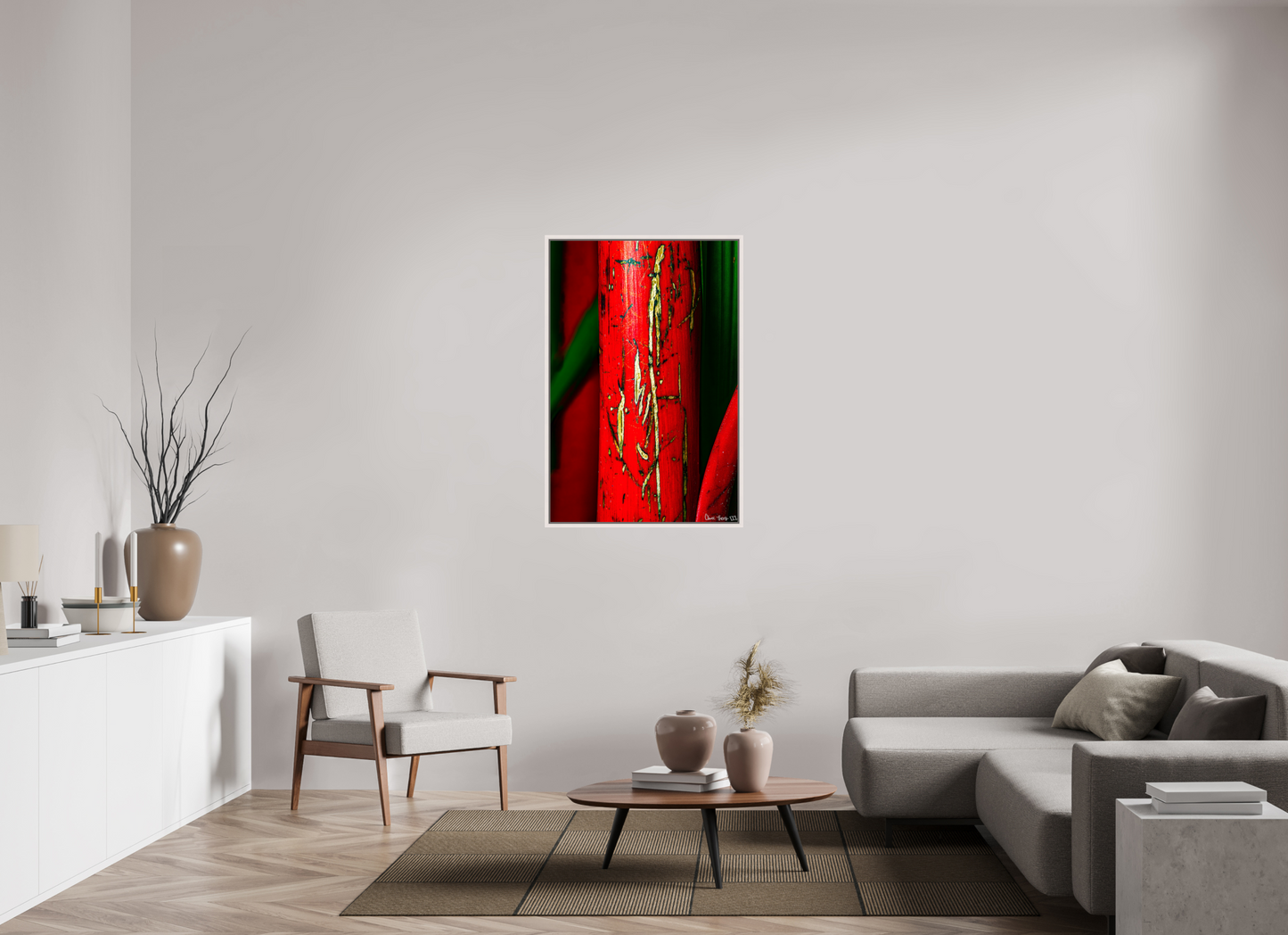 30 x 45″, Floater Frame Maple White Wounded