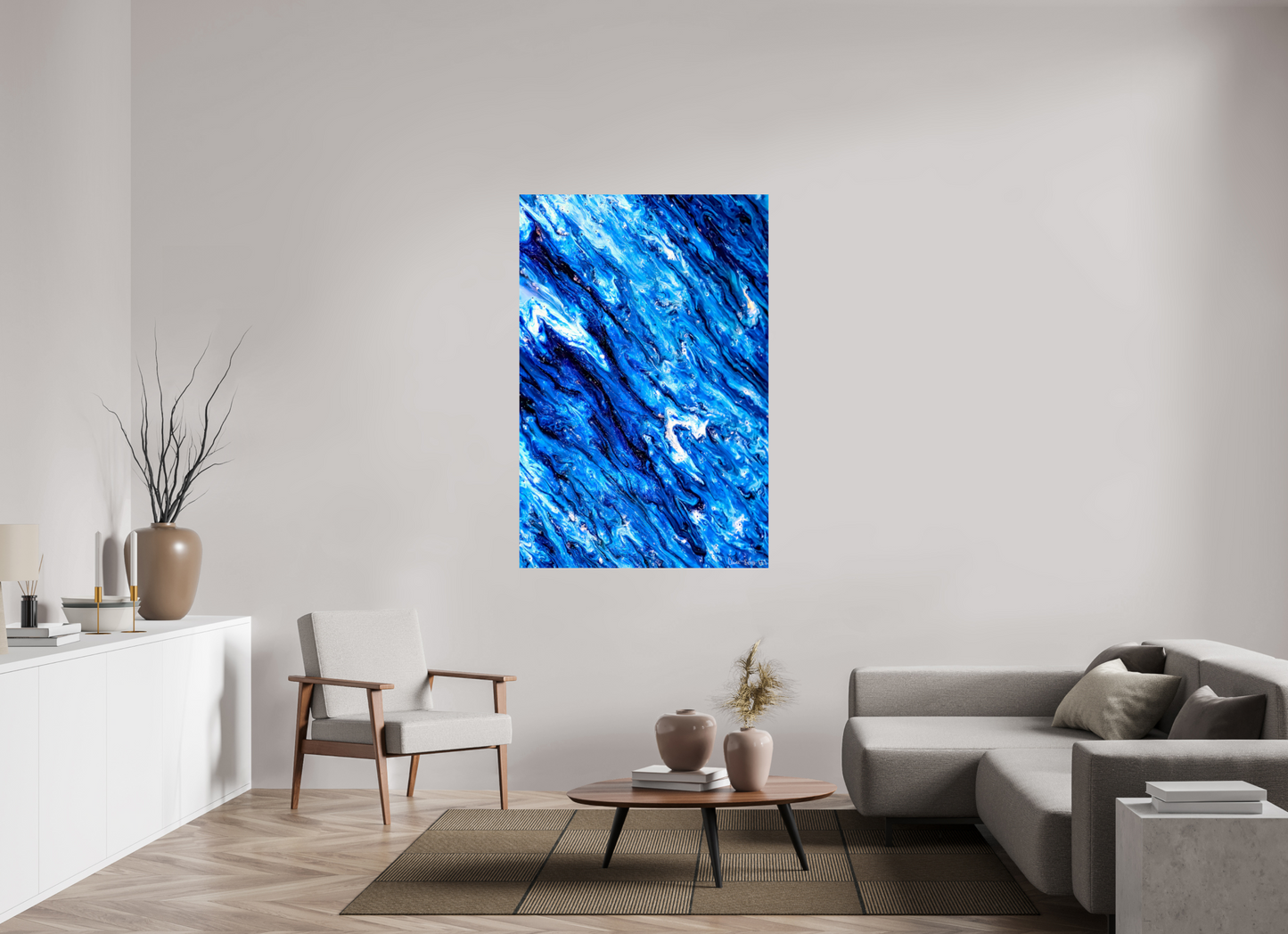 40 x 60″, Glossy Metal Tilted Waves