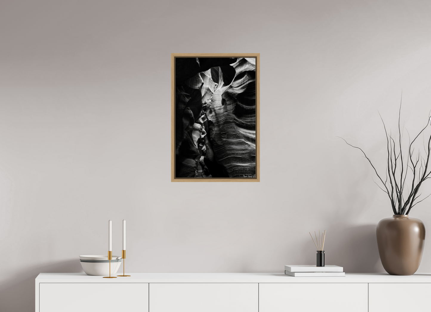 16 x 24″, Floater Frame Natural Oak Beauty Down Below