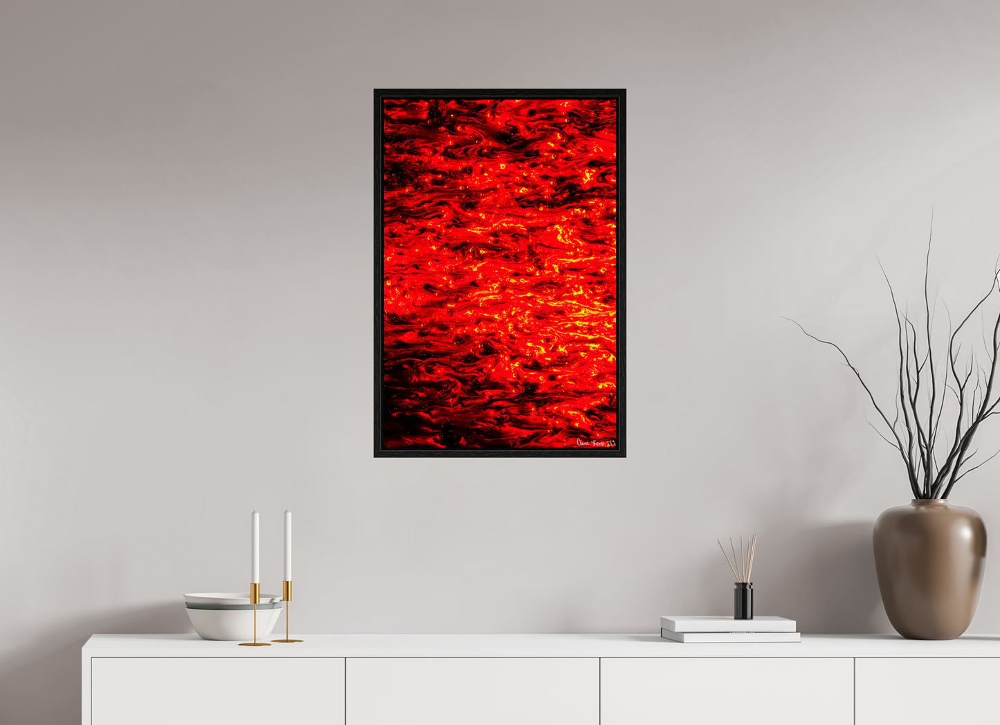 20 x 30″, Floater Frame Black Oak Ember