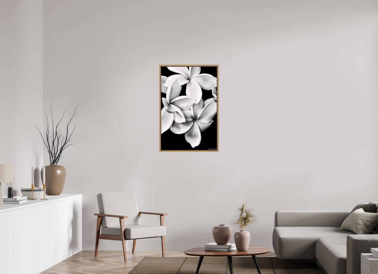 24 x 36″, Floater Frame Natural Oak Floral Abyss