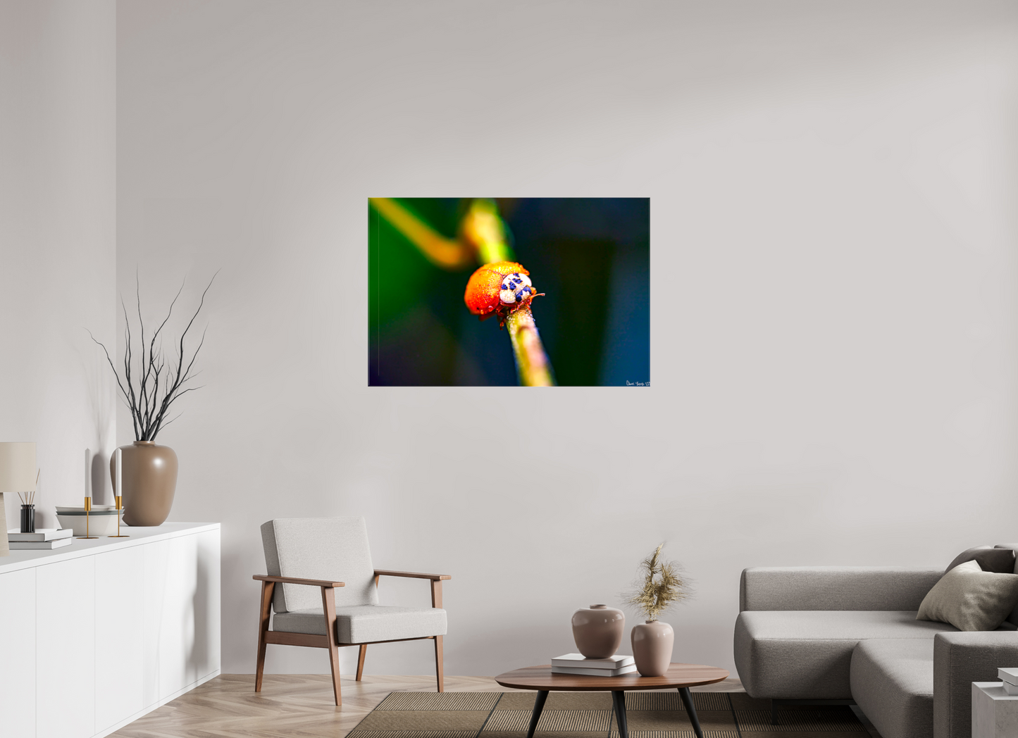 45 x 30″, Glossy Canvas Dew-Kissed Ladybug