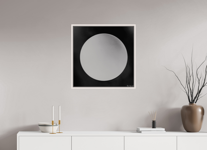 25 x 25″, Floater Frame Maple White Lycan’s Moon