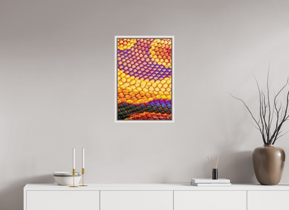 16 x 24″, Floater Frame Maple White Python’s Iridescence