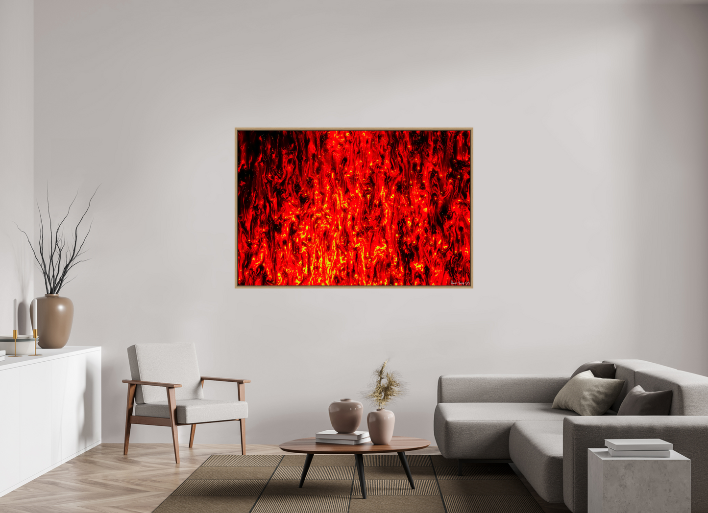 66 x 44″, Floater Frame Natural Oak Inferno