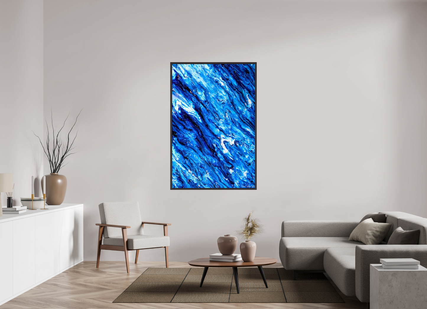 40 x 60″, Floater Frame Alder Brown Tilted Waves