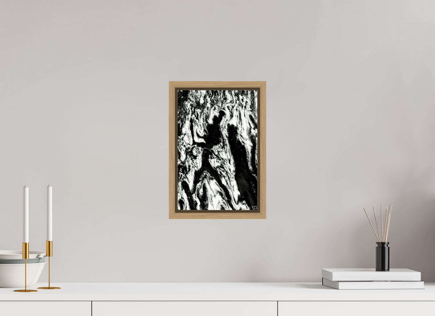 8 x 12″, Floater Frame Natural Oak Frolicking Shadows