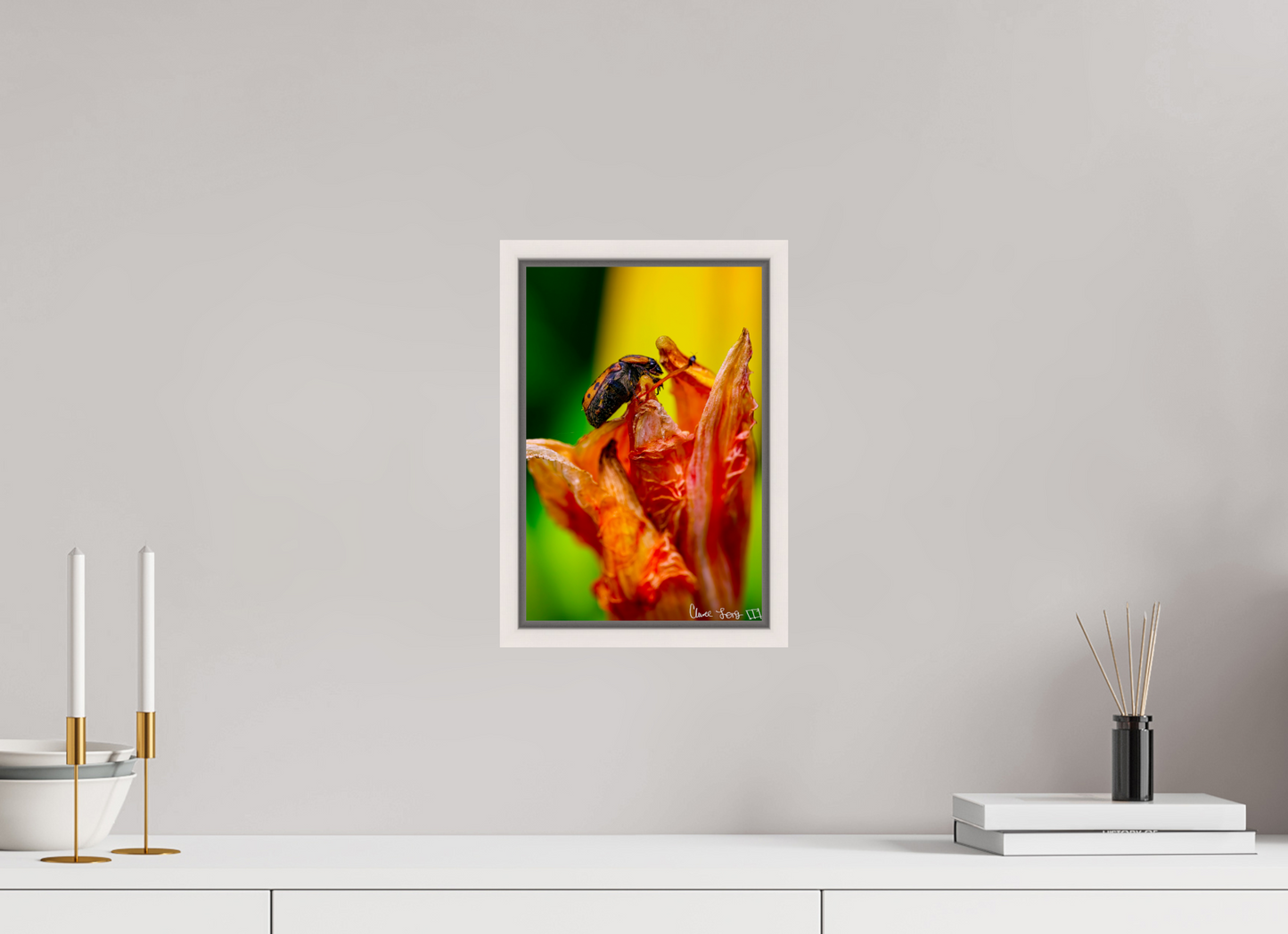 8 x 12″, Floater Frame Maple White Perched Grave