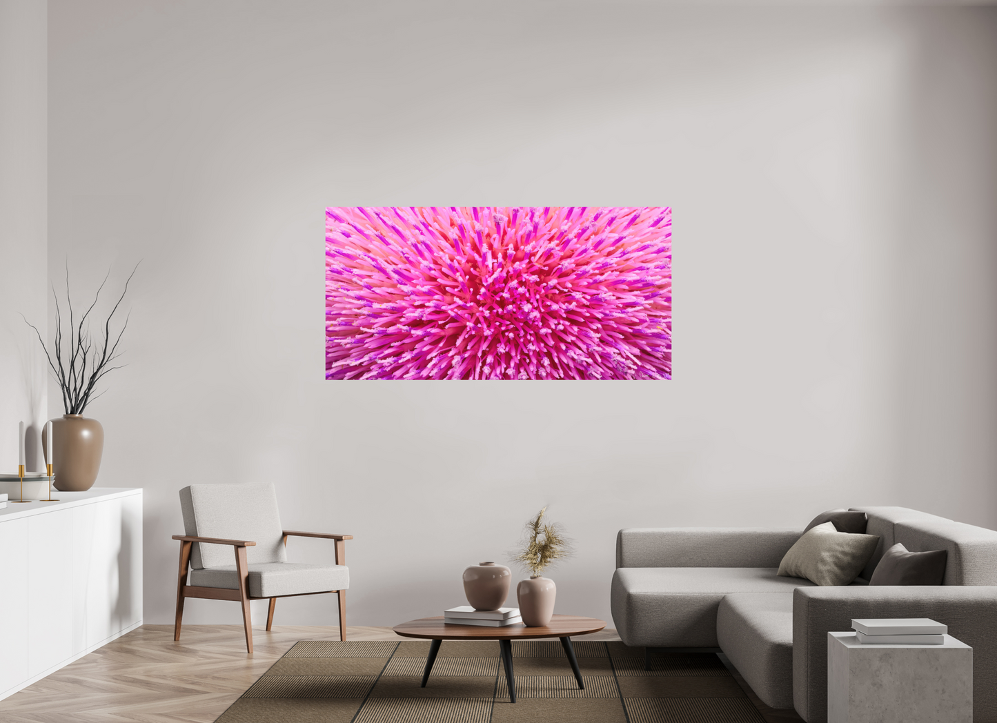 70 x 35″, Matte Metal Thistle Sea
