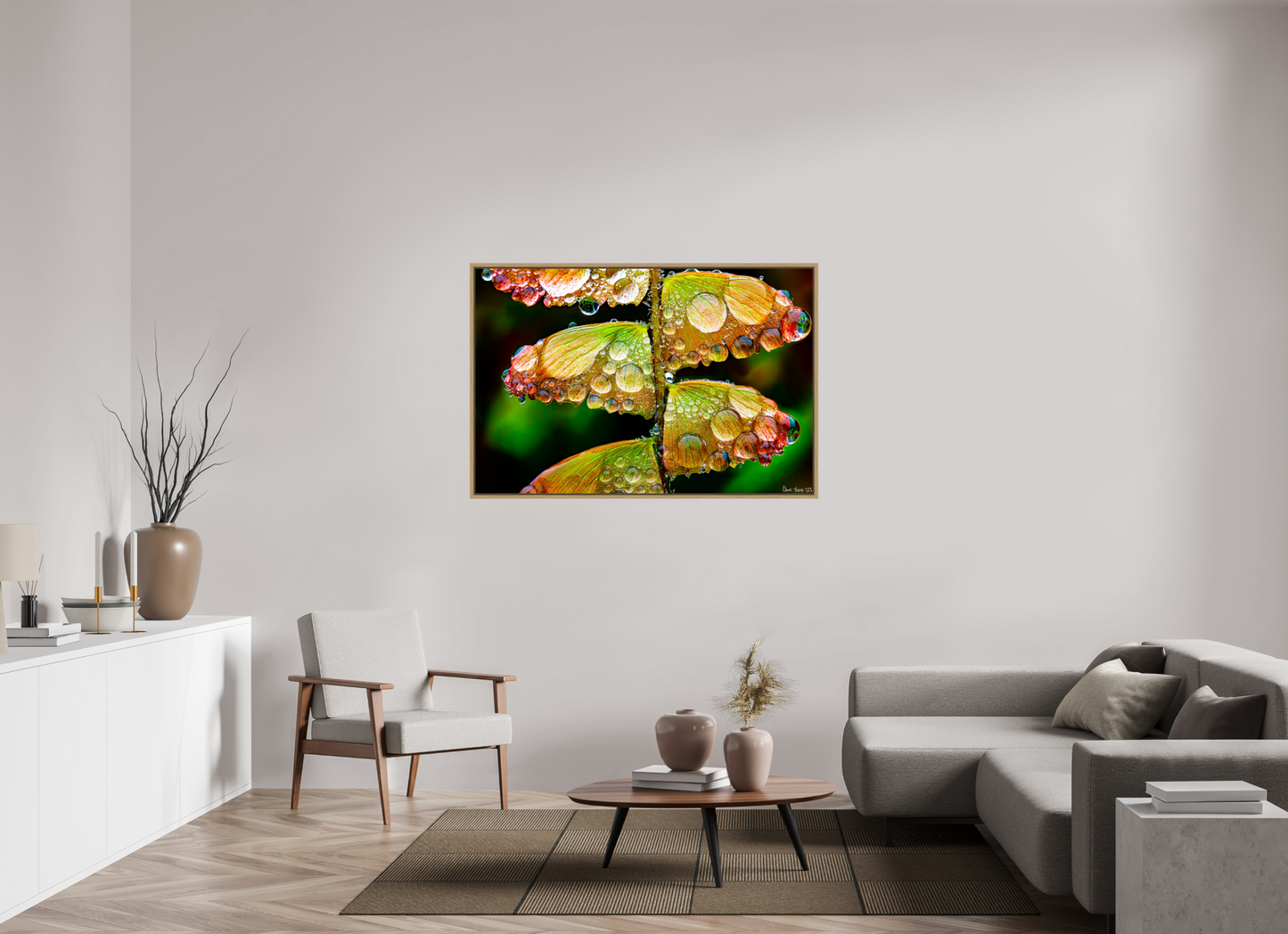 54 x 36″, Floater Frame Natural Oak Monarch’s Abundance