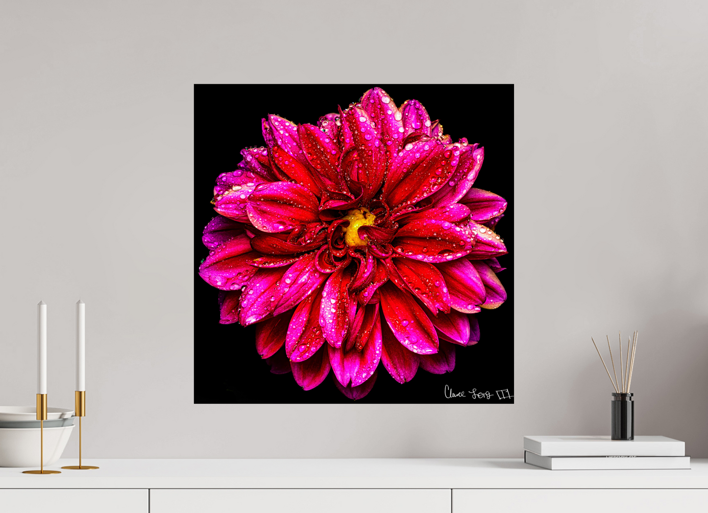 20 x 20″, Glossy Metal Droplets Galore