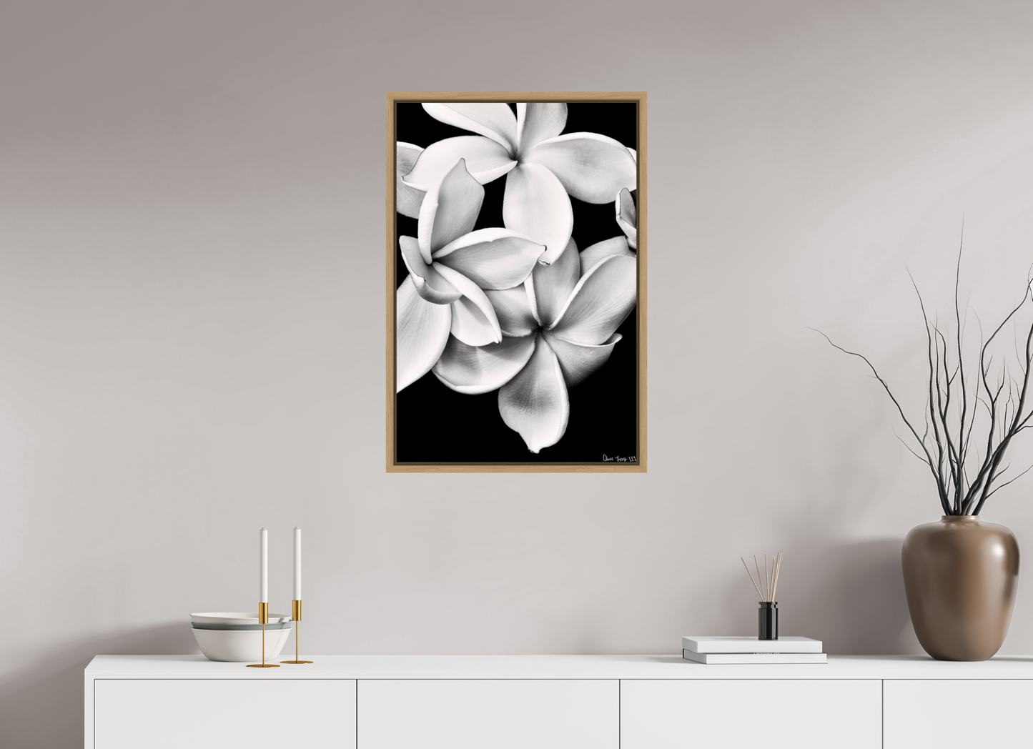20 x 30″, Floater Frame Natural Oak Floral Abyss