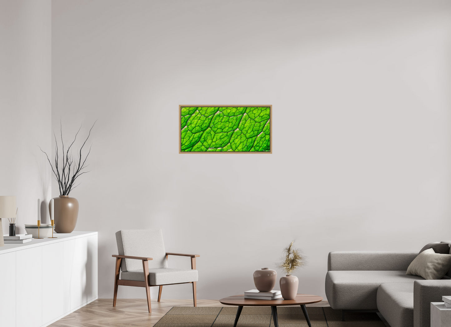 32 x 16″, Floater Frame Natural Oak Uniformed Venation