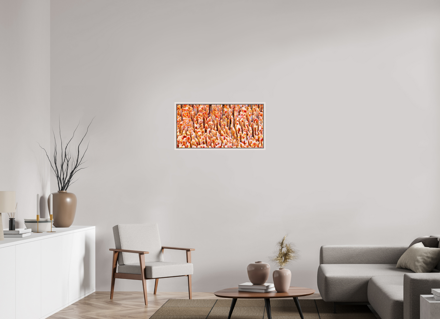 32 x 16″, Floater Frame Maple White Inescapable Decay