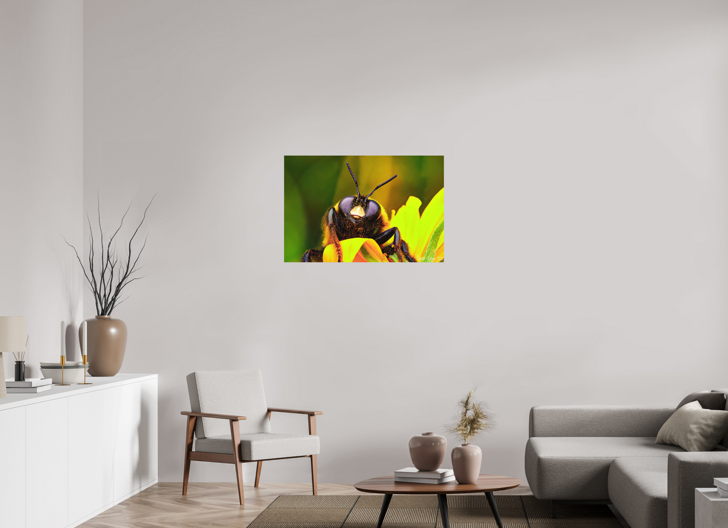 36 x 24″, Matte Metal The Curious Bumblebee