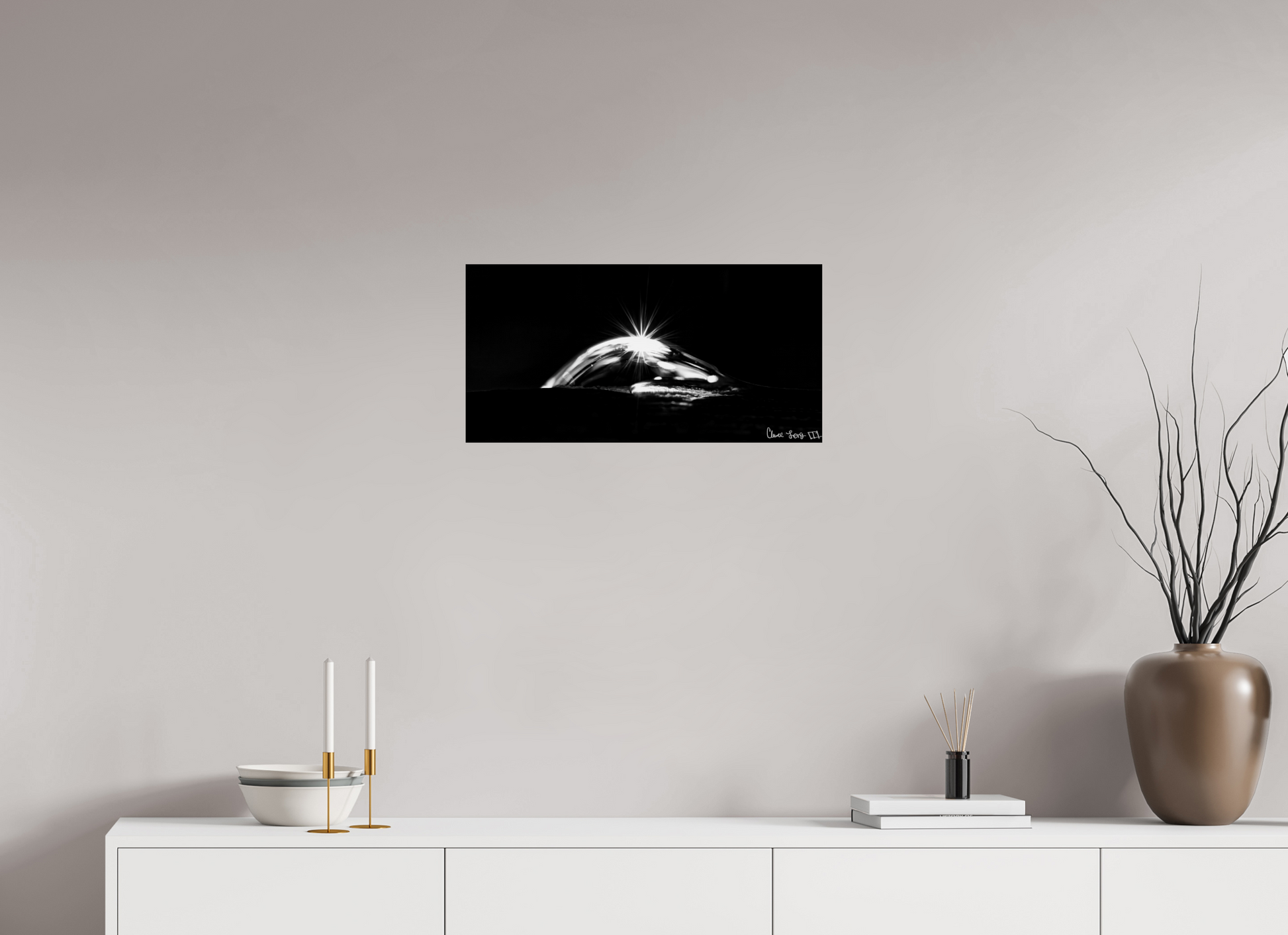 24 x 12″, Glossy Metal Starry Mountain