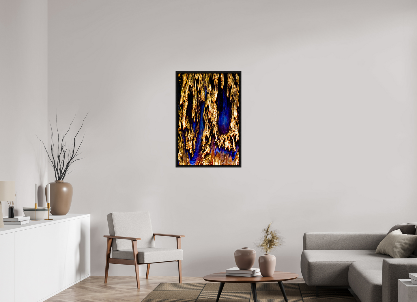 24 x 36″, Floater Frame Black Oak Gilded Torrent