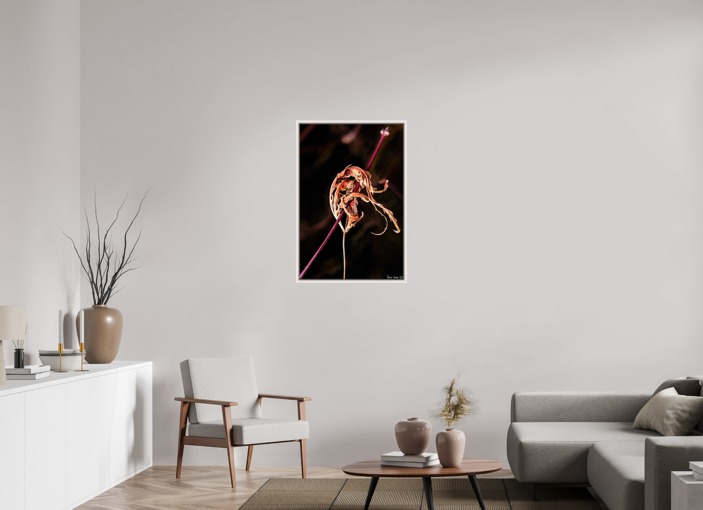 24 x 36″, Floater Frame Maple White Impaled