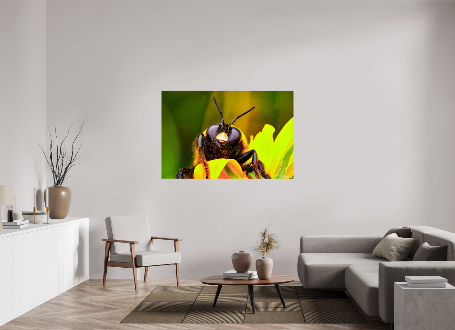60 x 40″, Glossy Metal The Curious Bumblebee