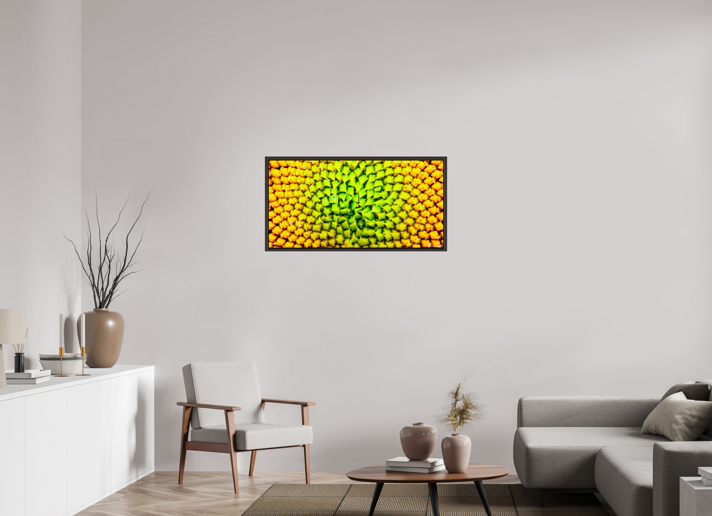 40 x 20″, Floater Frame Alder Brown Geometric Harmony