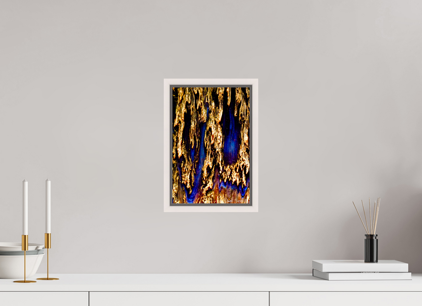 8 x 12″, Floater Frame Maple White Gilded Torrent