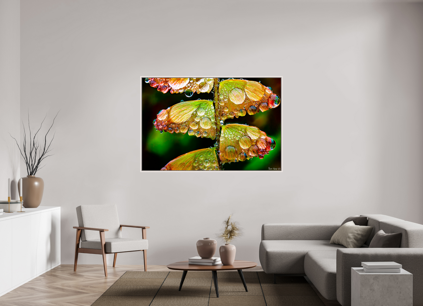66 x 44″, Floater Frame Maple White Monarch’s Abundance